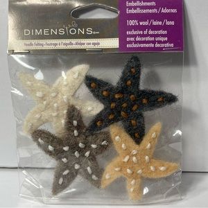 Stars 100% Wool Felt Crafts Applique Embellishments Needle Felting 5 Packs